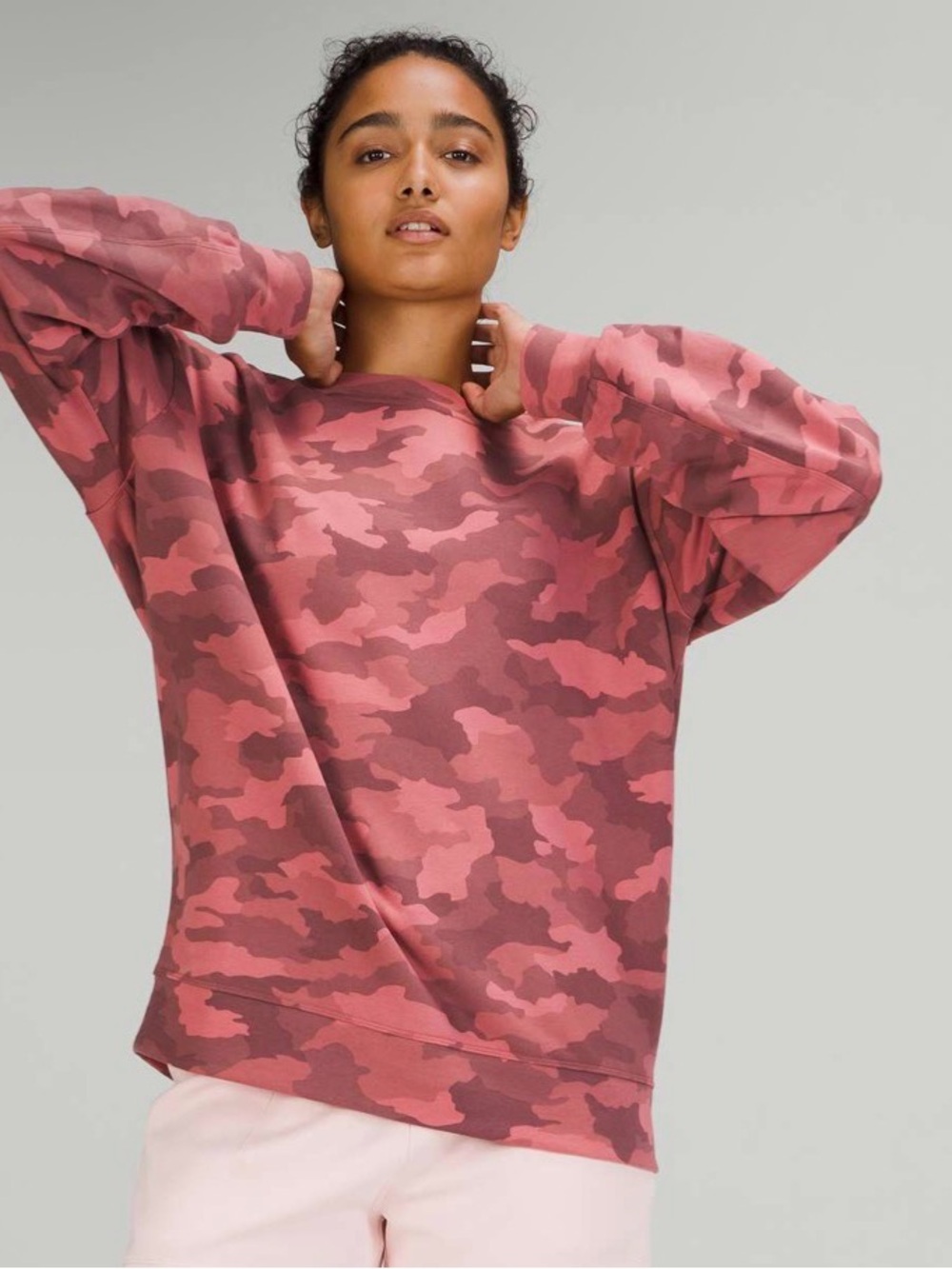 Lululemon Perfectly Oversized Crew Heritage 365 Camo Brier Rose Multi Size 14